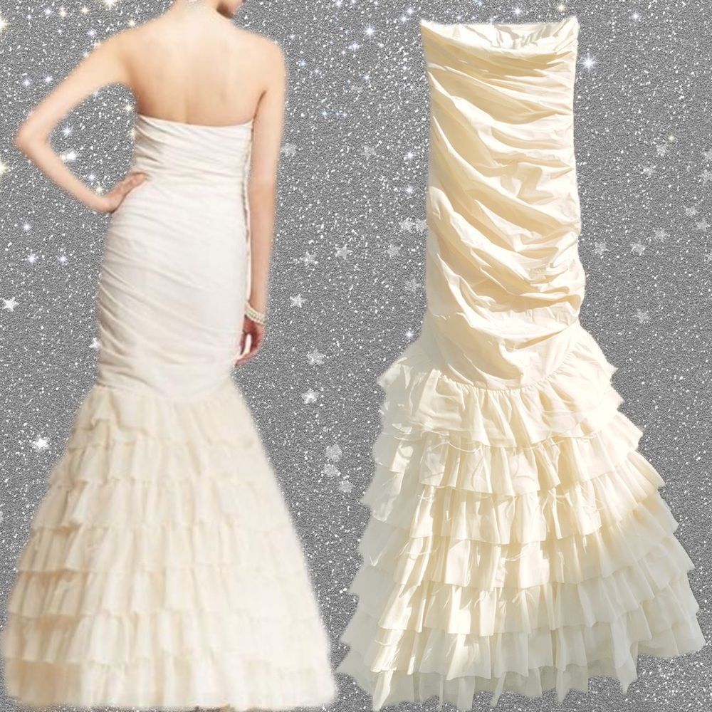 NWT $1500 Ann Taylor | Mermaid |Wedding Dress W/ Ruffled Tiers & Layers - Picture 5 of 16